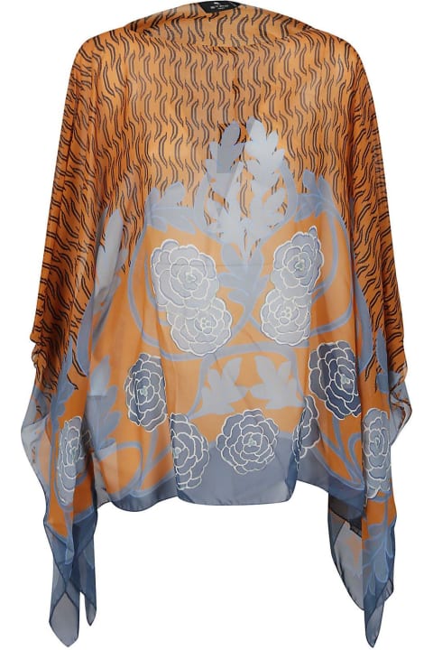 Etro Coats & Jackets for Women Etro Floral Printed Asymmetric Poncho