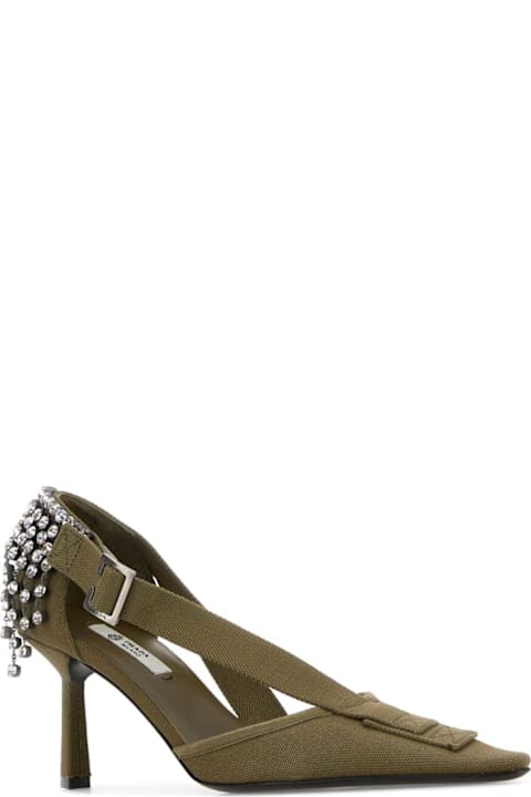 Prada Army Green Canvas Pumps