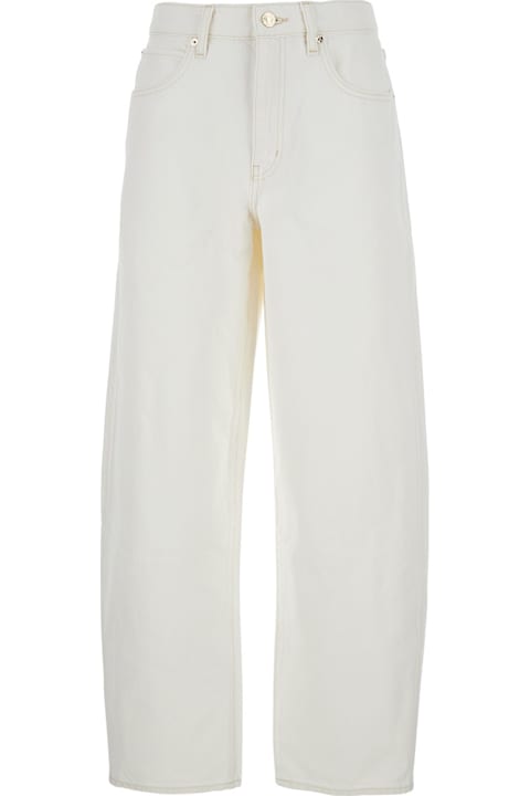 Homeware Frame White Jeans With Low Waist And Belt Loops In Denim Woman