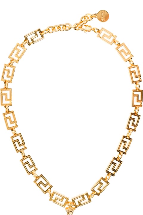 Squared Greca Gold Metal Necklace Gold Metal