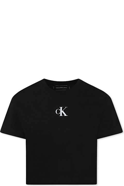 Calvin Klein T-Shirts & Polo Shirts for Girls Calvin Klein Black T-shirt For Girl With Logo