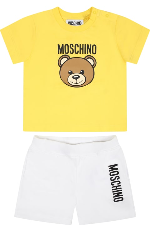 Bottoms for Baby Girls Moschino Multicolor Set For Baby Boy With Teddy Bear And Logo