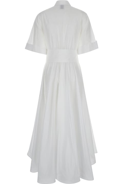 ウィメンズ Sara Rokaのワンピース＆ドレス Sara Roka White Chemisier Long Dress In Techno Fabric Woman
