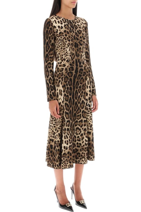 Dolce & Gabbana Clothing for Women Dolce & Gabbana Leopard Print Viscose Midi Dress