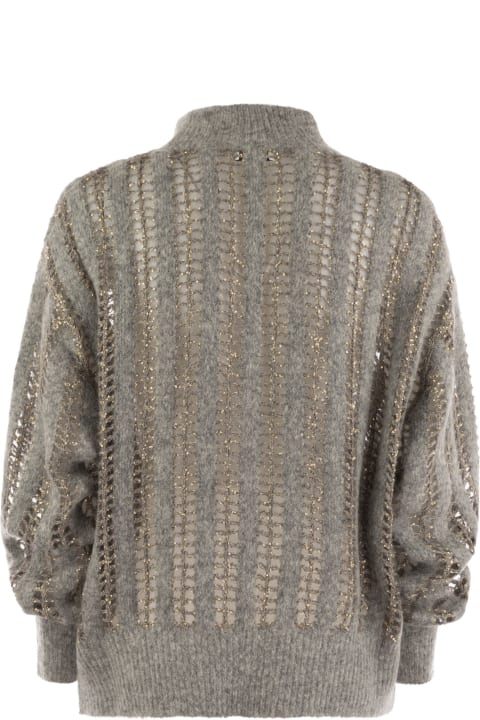 Clothing for Women Brunello Cucinelli Wool And Mohair Cardigan With Mesh Workmanship
