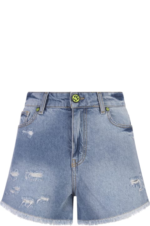 Pants & Shorts for Women Barrow Medium Blue Denim Shorts With Back Logo