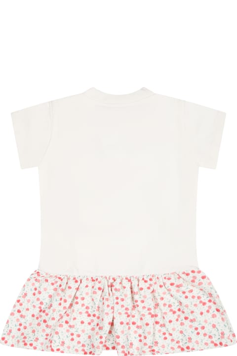 Bonpoint for Baby Girls Bonpoint White Casual Dress For Girl With Cherries