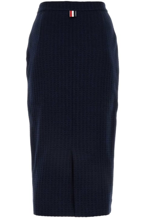 Thom Browne Skirts for Women Thom Browne Melange Navy Blue Cotton Skirt