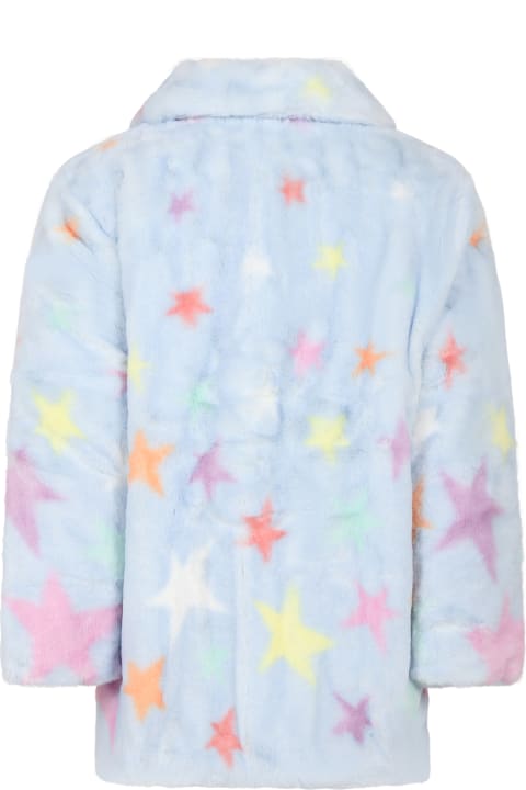 Homeware Stella McCartney Kids Light Blue Coat For Girl With Stars