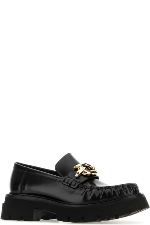High-Heeled Shoes for Women Ferragamo Black Leather Ingrid Loafers