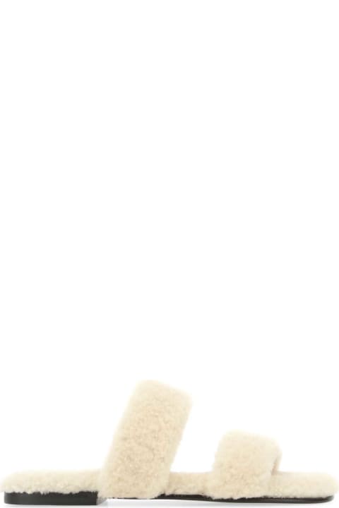 Other Shoes for Men Saint Laurent Ivory Shearling Bleach Slippers