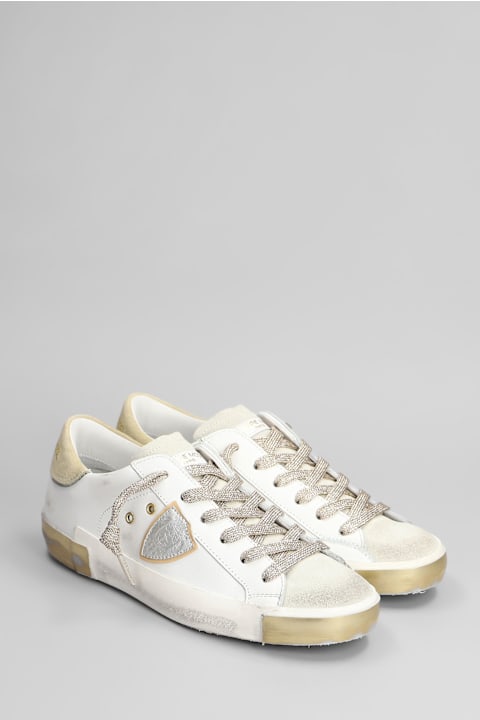 Philippe Model for Women Philippe Model Prsx Low Sneakers In White Suede And Leather