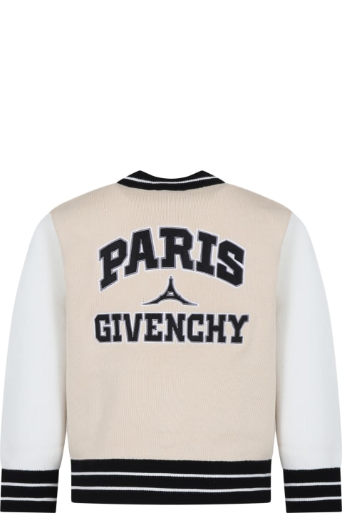 Givenchy for Boys Givenchy Beige Bomber Jacket For Boy With Logo