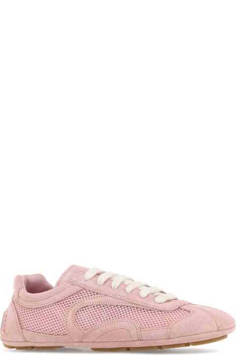 Prada Pink Suede And Mesh Montecarlo Sneakers