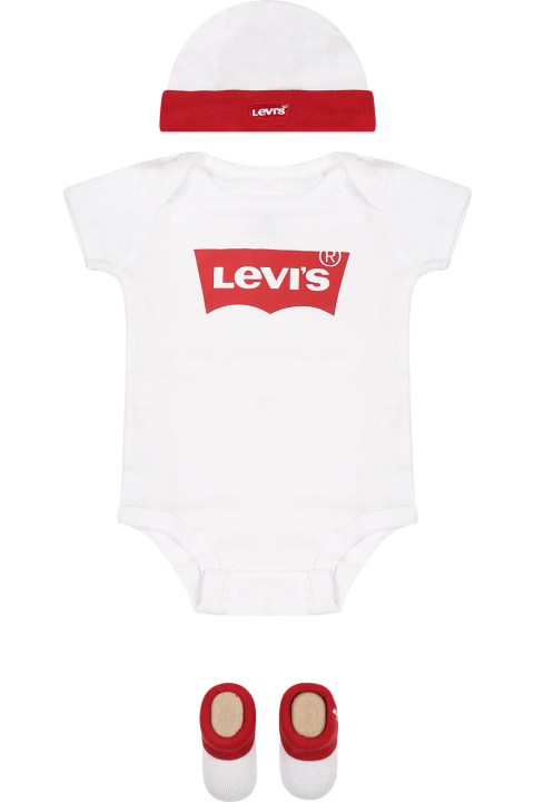 أدوات منزلية Levi
s White Set For Baby Kids With Logo