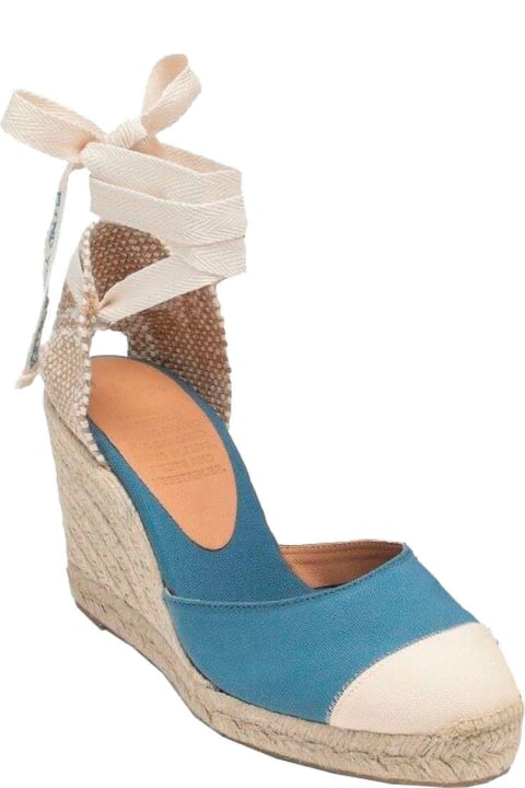 Wedges for Women Castañer Blue Espardille Carina Sandals With Wedge Heel In Cotton Woman