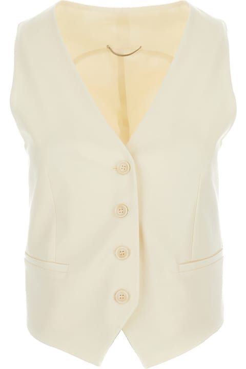 PT Torino Coats & Jackets for Women PT Torino Cream White Single-breasted Vest In Wool Man