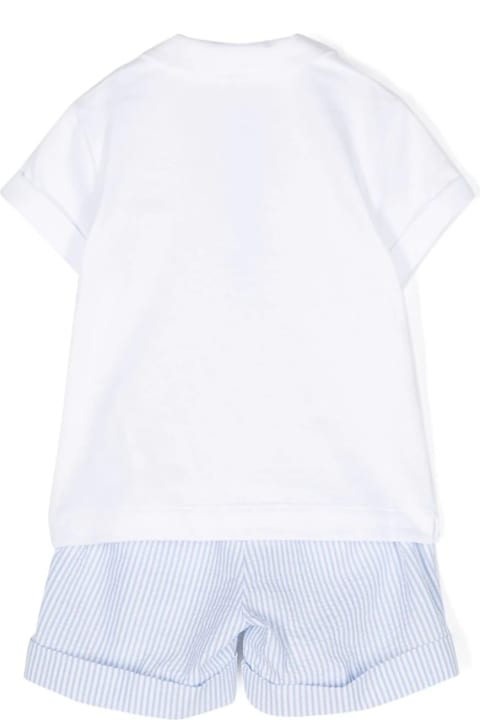 Fashion for Baby Boys Il Gufo Two Piece Set In White And Light Blue Striped Seersucker