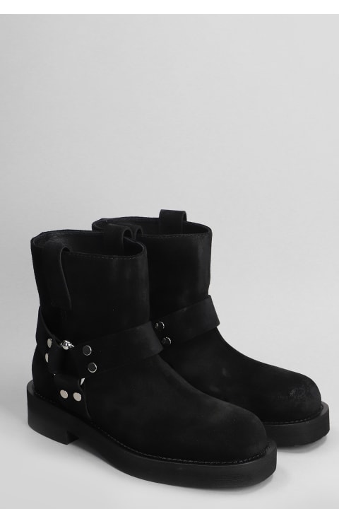 3JUIN أحذية برقبة لـ السيدات 3JUIN Steve 020 Low Heels Ankle Boots In Black Suede