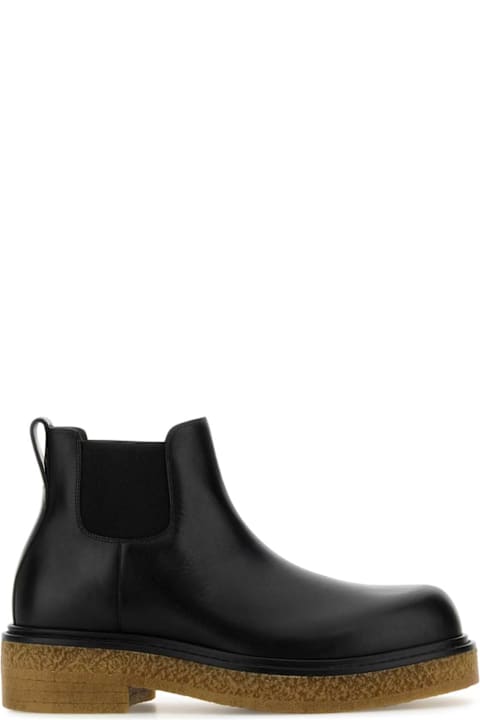 أحذية برقبة لـ القسم الرجالي Bottega Veneta Black Leather Haddock Ankle Boots