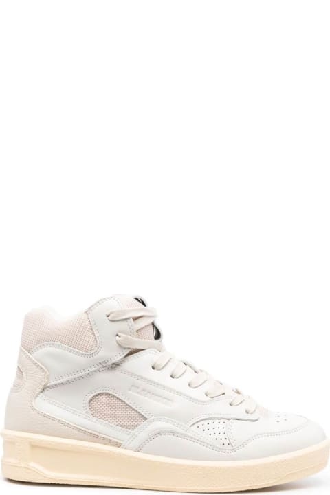 Jil Sander Sneakers for Women Jil Sander Beige High-top Sneakers With Leather Inserts And Embossed Logo In Canvas Woman