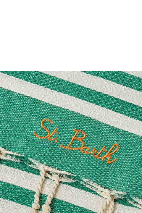 MC2 Saint Barth Swimwear for Women MC2 Saint Barth Fouta Classic Honeycomb With White And Green Stripes