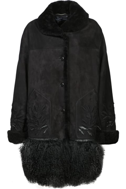 Ermanno Scervino Coats & Jackets for Women Ermanno Scervino Black Shearling Jacket