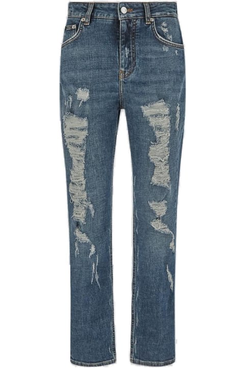 Dolce & Gabbana Clothing for Women Dolce & Gabbana Distressed Straight Leg Cropped Jeans
