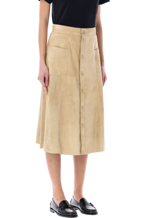 Suede Leather Midi Skirt