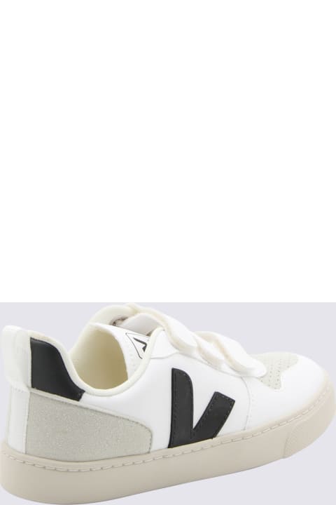 Veja Kids Veja White And Black V-10 Velcro Sneakers