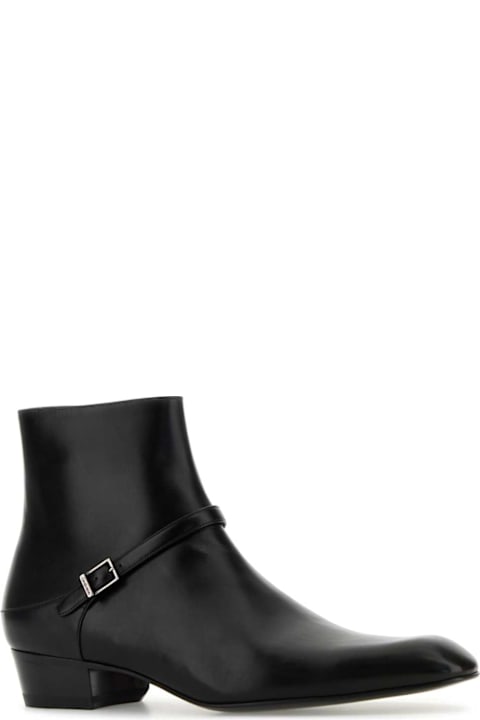 Saint Laurent Men Saint Laurent Black Leather Augustin Ankle Boots
