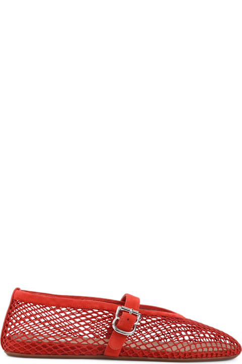 Alaia Alaïa Fishnet Suede Flat Ballerinas