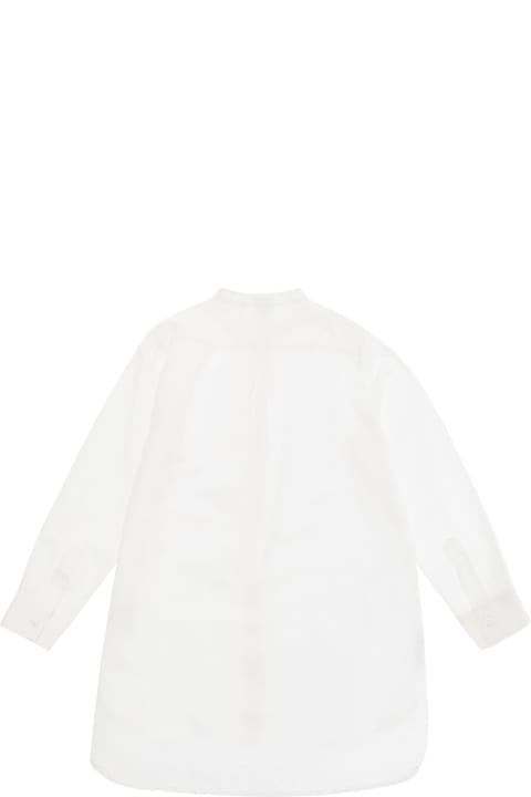 Aspesi Topwear for Girls Aspesi White Band Collar Shirt In Linen Blend Girl