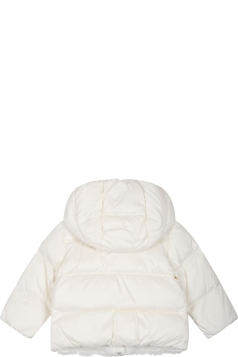 Moncler Coats & Jackets for Baby Girls Moncler White Natas Jacket For Baby Girl With Logo