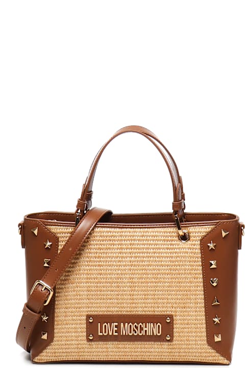 Love Moschino for Women Love Moschino Raffia Tote Bag With Studs