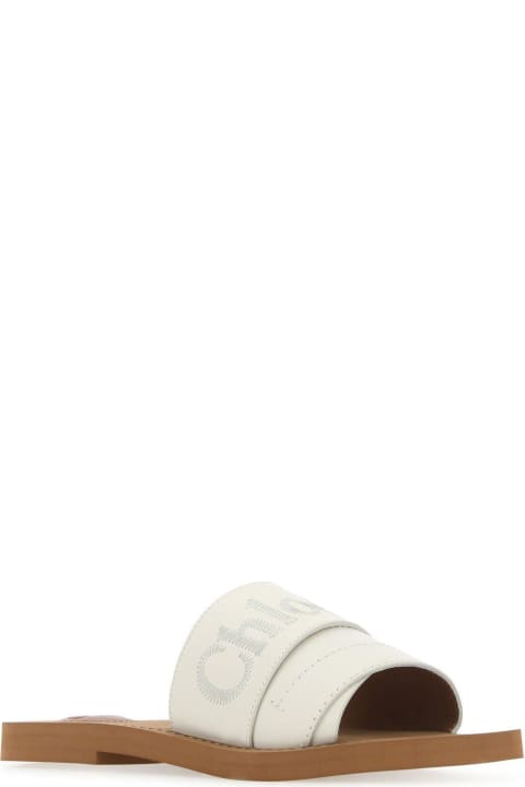 Chloé for Women Chloé Ivory Leather Woody Slippers