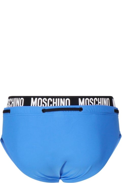 Underwear for Men Moschino Logo Waistband Drawstring Swim Briefs