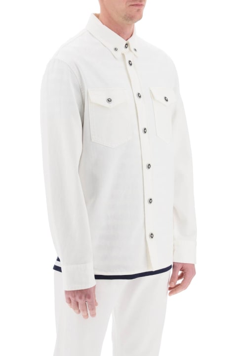 Versace for Men Versace Denim Shirt In White Cotton