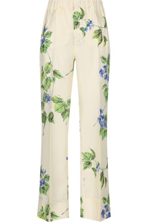 Pants & Shorts for Women Prada Floral-printed Elasticated Waistband Trousers