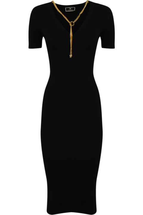 Fashion for Women Elisabetta Franchi Ribbed Midi Dress With Necklace