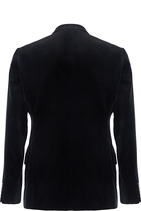 Emporio Armani لـ Men Emporio Armani Black Single Breasted Jacket With Shawl Lapel In Velvet Man