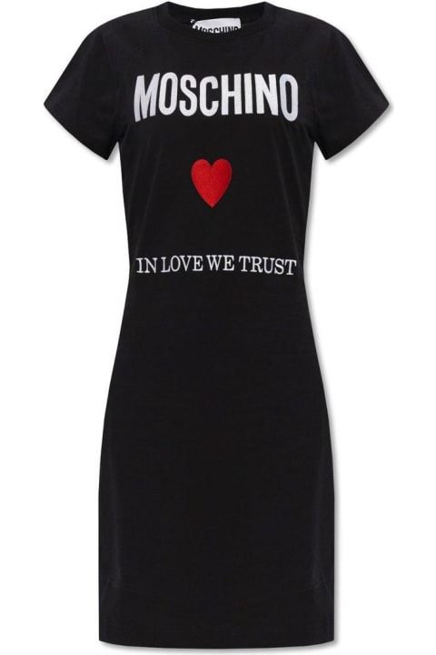 Moschino for Women Moschino Logo Embroidered Crewneck Mini Dress