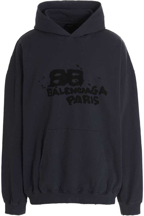 Balenciaga Clothing for Men Balenciaga Logo Print Hoodie