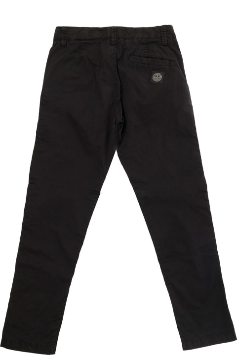 Black Straight Pants With Logo Patch In Denim Boy