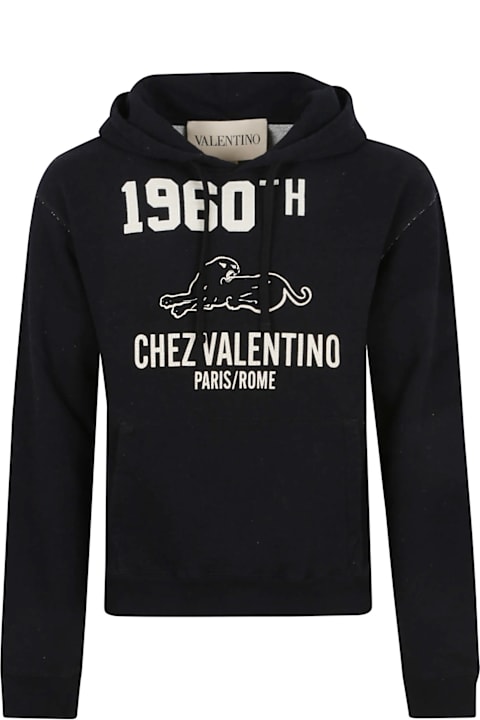 パーカー・フーディ VALENTINO GARAVANI FELPA IN JERSEY STAMPA CHEZ VALENTINO Cotton Hooded Sweatshirt With Chez Valentino Print for Man
