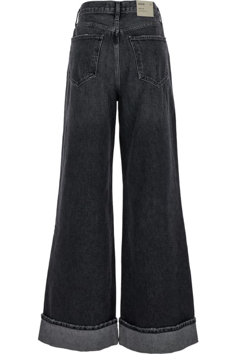 Jeans for Women AGOLDE 'dame' Black Flared Jeans With Cuffs In Denim Woman