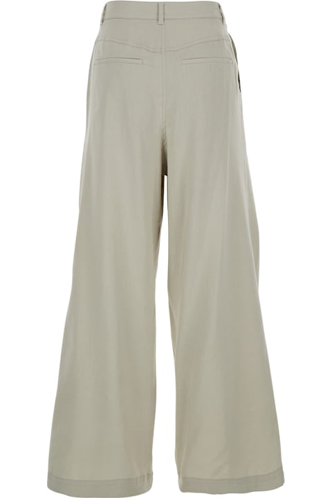 Low Classic for Women Low Classic Green Palazzo Pants With Front Pences In Cotton Blend Woman