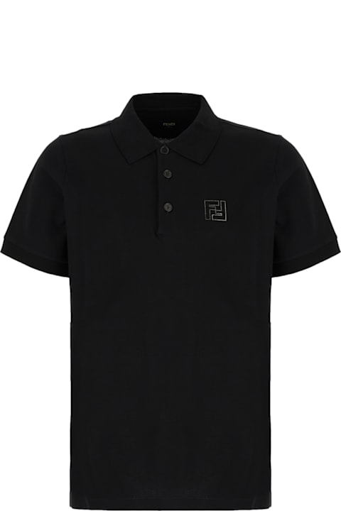 Topwear for Men Fendi Black Piquet Polo Shirt