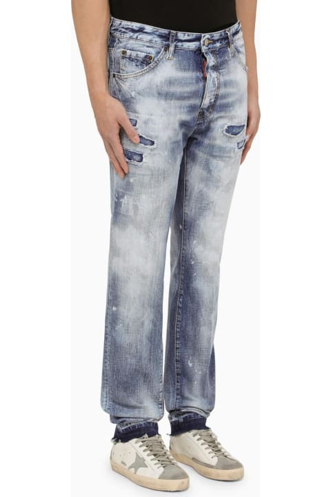 Dsquared2 Sale for Men Dsquared2 Navy Blue Washed Jeans With Denim Wear
