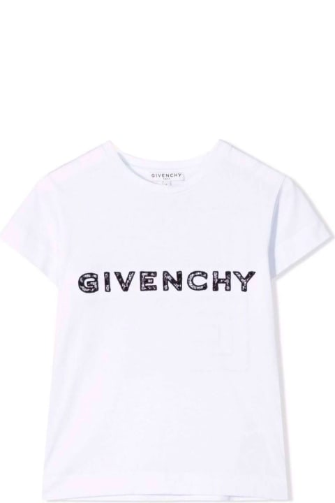 Girl Cotton White T-shirt With Lace Logo